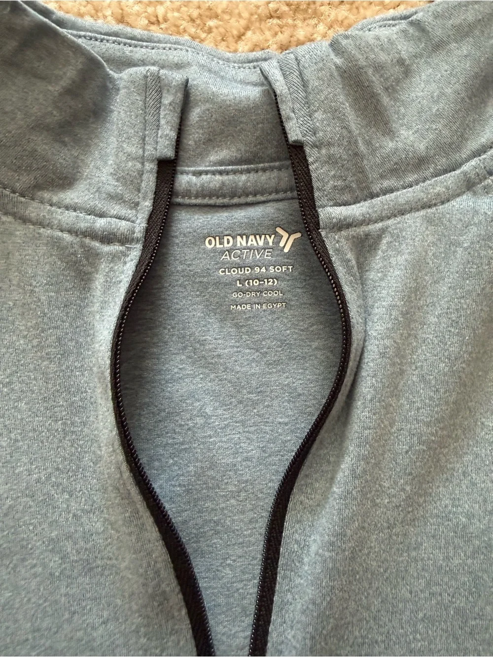 Boys Old Navy Active Heathered Blue Gray Quarter-Zip Pullover